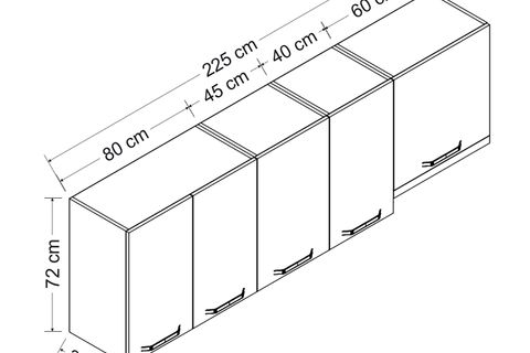 MİNAR 225 CM MUTFAK DOLABI BEYAZ 225-B7-ÜST MODÜL