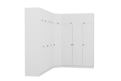 KALE MENTEŞELİ DOLAP, 8 KAPAKLI, BEYAZ, 235 CM