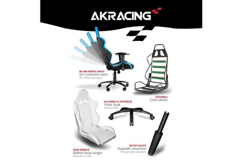 ADORE AKRACİNG PRO X SERİSİ PROFESYONEL PC OYUNCU VE YÖNETİCİ KOLTUĞU BEYAZ