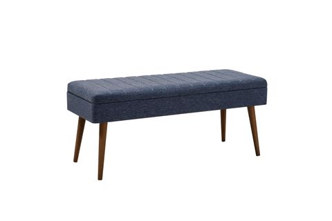 VİNA KUMAŞLI SANDIKLI BENCH, CEVİZ LACİVERT
