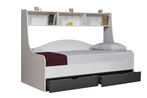 HERA ÇEKMECELİ KARYOLA, BEYAZ ANTRASİT, 90X200