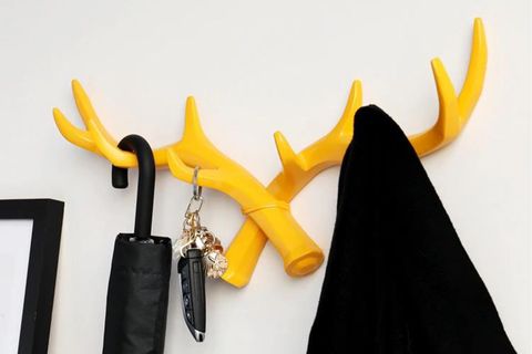 GEYİK BOYNUZU MODERN DUVAR DEKORU ASKILIK, SARI