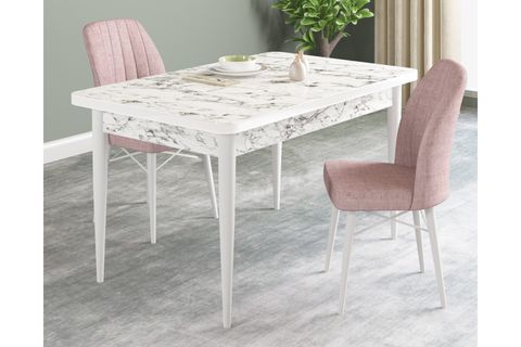 PİSTA MUTFAK MASA TAKIMI 4640 2 SANDALYE BEYAZ, 70X110