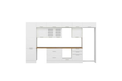 ALVİNKA 410X240 CM KLASİK MEBRAN MUTFAK DOLABI, MBB E90B60S60 3 MEBRAN BEYAZ SUNTALAM