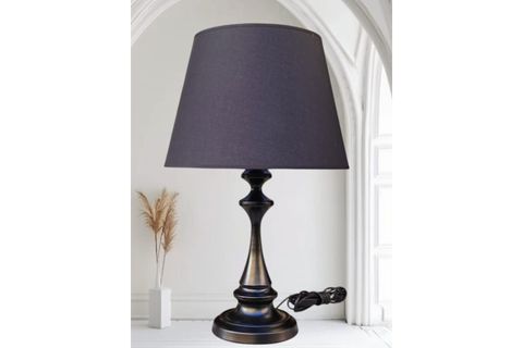 FARO ABAJUR SİYAH METAL GÖVDELİ, SİYAH ABAJUR ŞAPKALI