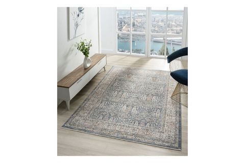 VİNTAGE ESKİTME DESENLİ DOKUMA MAKİNE HALISI, MAVİ, 160X240, 10207