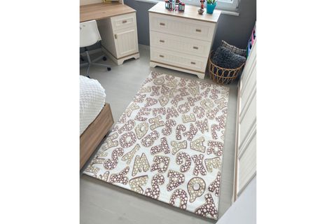 SARAY HALI NEW KIDS ÇOCUK ODASI HALISI, PEMBE ALFABE, 125X180