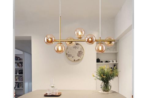 AYTEN SIRALI YEDİLİ GOLD KASALI BAL CAMLI AVİZE, ESKİTME