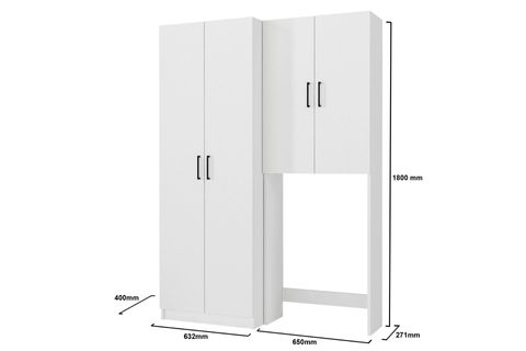 TERNOS TUCO ÇAMAŞIR MAKİNESİ BANYO DOLABI, BEYAZ, 2 KAPAKLI