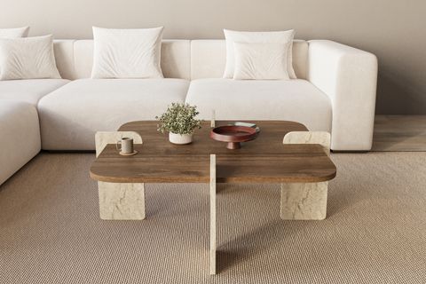 POALLA İSKANDİNAV BOHEM CEVİZ DESEN ORTA SEHPA, CEVİZ