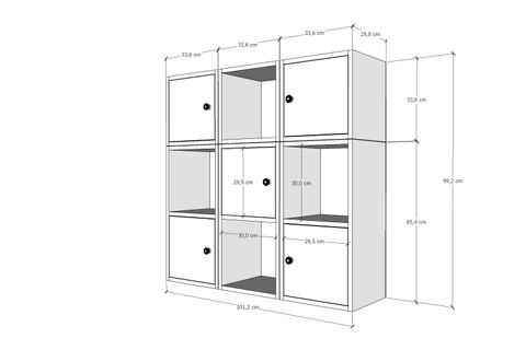 LEKSA 5 KAPAKLI RAFLI KİTAPLIK 65 CM BEYAZ KTP-1054-Ç