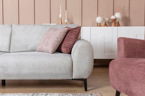 Gül Kurusu Rengi Üçlü Koltuk