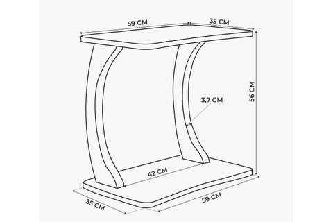 HULK TEKERLEKLİ GENİŞ YAN SEHPA, ANTRASİT