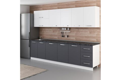 MİNAR MİLLA 295 CM MUTFAK DOLABI BEYAZ ANTRASİT 295-A1