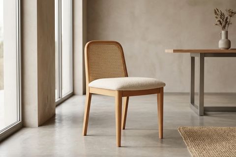 ROSS SANDALYE, NATUREL AHŞAP, KREM KUMAŞ