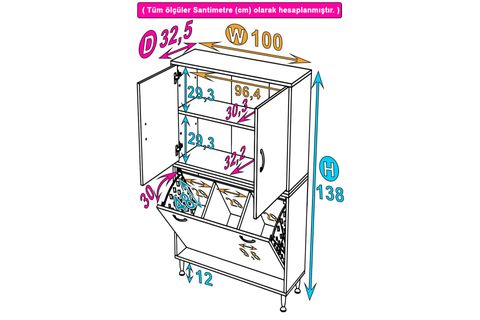 İLKİM ALT MODÜL SEPET ÜST MODÜL KAPAKLI BANYO DOLABI, 100 CM
