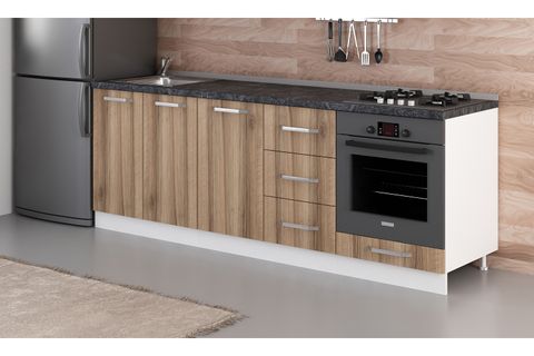 MİNAR 230 CM MUTFAK DOLABI BEYAZ DORE 230-D6-ALT MODÜL