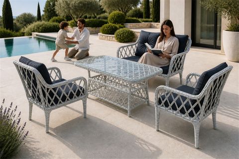 AHLAT MİNİ 4 KİŞİLİK RATTAN BALKON TAKIMI, GRİ