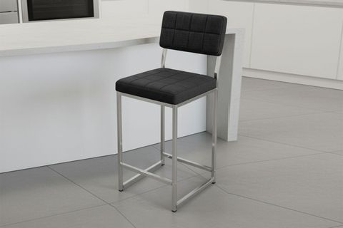 RİVA BAR MUTFAK SANDALYESİ, KROM KAPLAMA AYAKLI, ANTRASİT