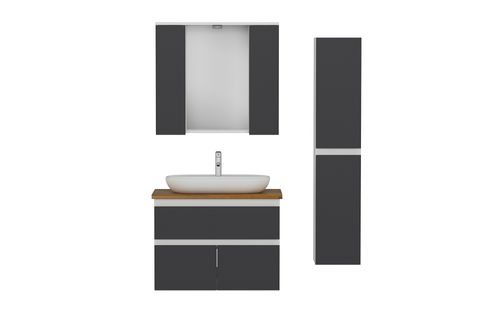 NİKA BANYO DOLABI AS2K1Ç46, BEYAZ ANTRASİT, 85 CM