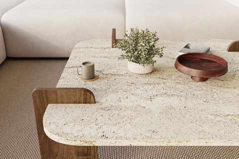 AFROLLİ DEKORATİF CEVİZ DESEN ORTA SEHPA, İSKANDİNAV BOHEM