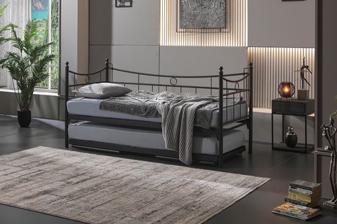 DAİLY DAYBED METAL YAVRULU KARYOLA, SİYAH, 90X200