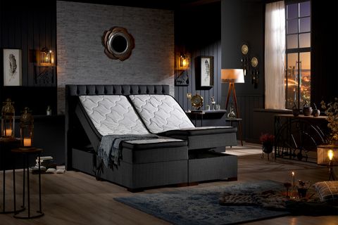 LEİLA KUMANDALI BAZA BAŞLIK YATAK SETİ, ANTRASİT, 160X200