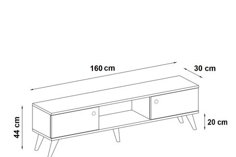 WOOD TV ÜNİTESİ, AHŞAP AYAKLI, ATLANTİK ÇAM, 160 CM