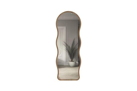 ASİAL DEKORATİF DALGALI OVAL BOY AYNASI, NATURAL