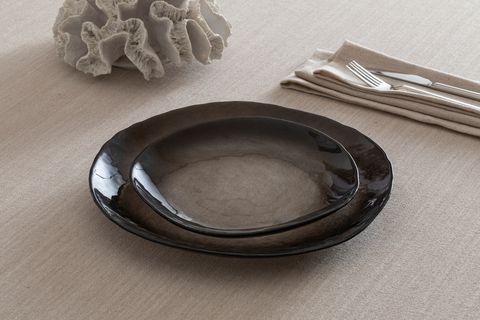 KİTCHEN ESSENTİALS ALTHEA CAM SERVİS TABAĞI 28 CM, FÜME
