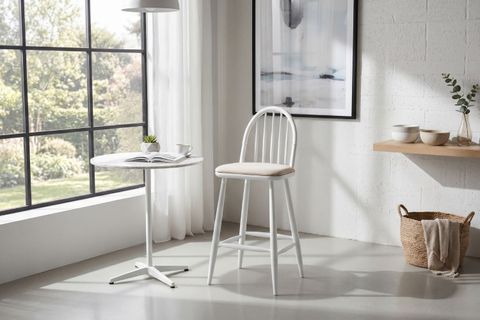 LAURA AHŞAP BAR SANDALYESİ, BEYAZ