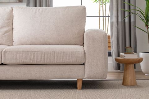 MERLİN MİNİ KÖŞE KOLTUK, NATUREL AYAK, KALIN KOL, ŞÖNİL KUMAŞ, KREM