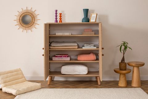 MULTİKABİN PEBBLE ÇOK AMAÇLI DOLAP, SİLİNDİR AHŞAP AYAK