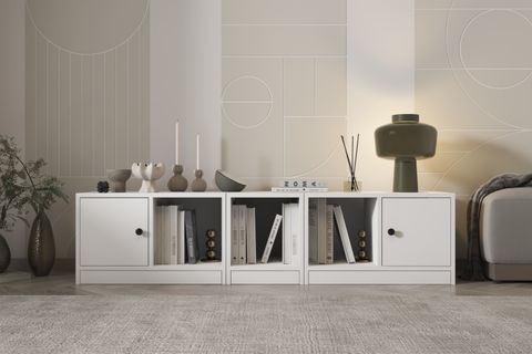 LEKSA 2 KAPAKLI RAFLI KİTAPLIK 160 CM BEYAZ KTP-1194-Ç