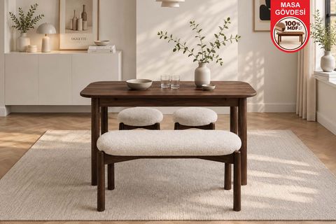 VİNA LUXE AÇILIR MDF MUTFAK MASA TAKIMI CEVİZ