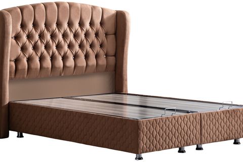 NİCE BAZA BAŞLIK VE REAL PEDLİ YATAK SETİ, AÇIK KAHVERENGİ, 160X200