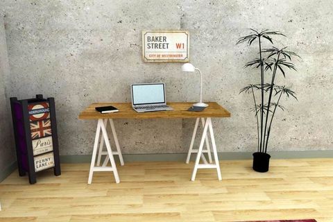 ARCHİ AHŞAP ATÖLYESİ UCON WHİTE ÇALIŞMA MASASI, MEŞE DARK OAK, 150 CM