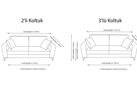 KRİSTAL ÜÇLÜ VE İKİLİ KOLTUK TAKIMI, KOYU GRİ