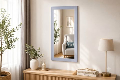 DFN WOOD DEKORATİF DUVAR BOY AYNASI, GRİ, 120X50