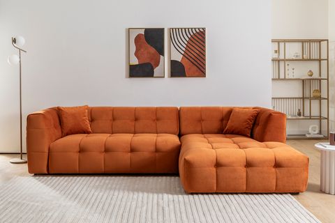 CADDY CORNER SOFA, RİGHT CHAİSE, BURNT ORANGE, UK