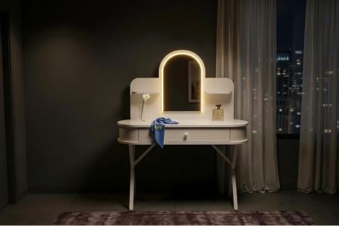 MİRA LED IŞIKLI MAKYAJ MASASI, BEYAZ, 110 CM