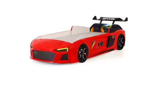 AUDİ IŞIKLI ARABALI YATAK,  KIRMIZI, V12