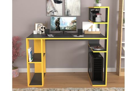 MİLENYUM RAFLI ÇALIŞMA MASASI, SARI ANTRASİT