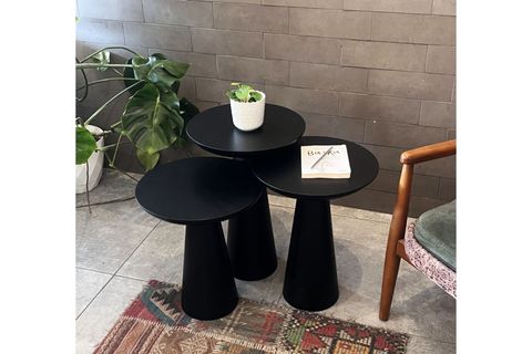 ZİGON MANTAR SEHPA MUSHROOM, ÜÇLÜ, SİYAH