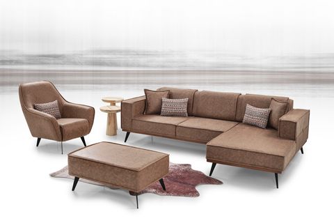 YENİ LOFT NUBUK KÖŞE TAKIMI , KAHVE