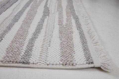 4K INFİNİTY COLLECTİON MODERN MAKİNE HALISI 02, WHİTE BEİGE, 80X150 CM