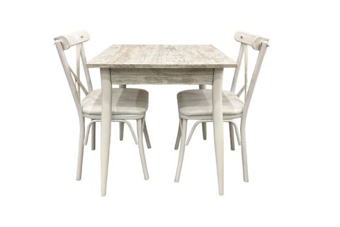 MENDEL MASA VE BAHAR ÇAPRAZ SANDALYE TAKIMI, KRİSTAL, 70X70