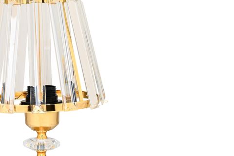 EVLİGHT İKİLİ KRİSTAL GÖVDELİ ABAJUR, TAŞLI, GOLD