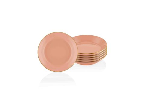THE MİA BASİC YEMEK TABAĞI 6 LI SET SOMON PEMBE - 20CM