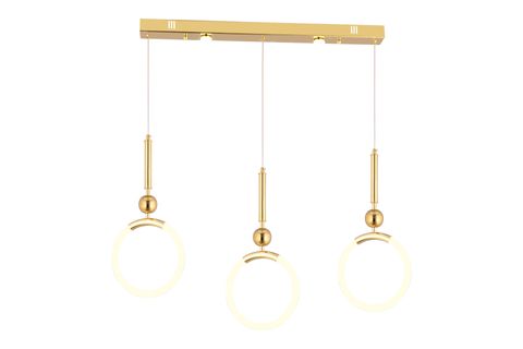 STRUER ÜÇLÜ SIRALI LED AVİZE, GOLD